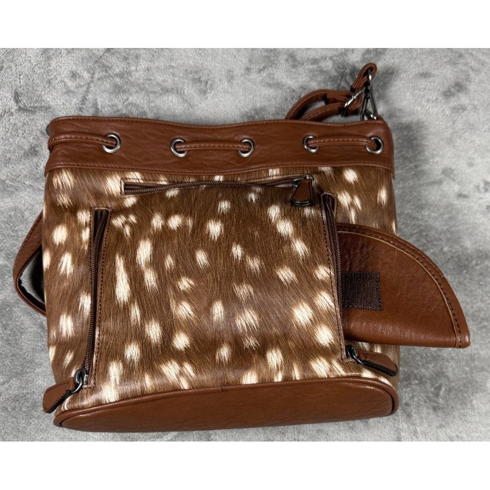 Angel Ranch Deer Print Concealed Carry Bucket Bag Brown Purse D330001102 - Picture 14 of 16